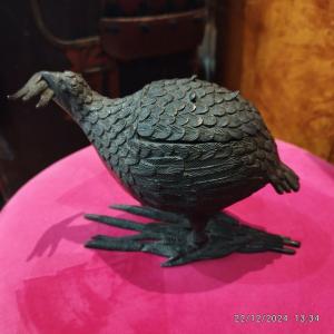 Bronze Hen Incense Holder Japan 19th Century