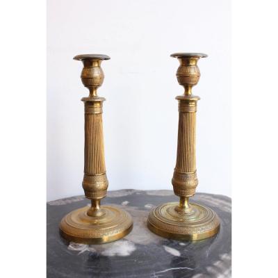 Pair Of Gilt Bronze Candelabras 19th Century