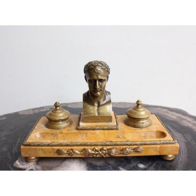 19th Century Inkwell In Bronze And Marble 