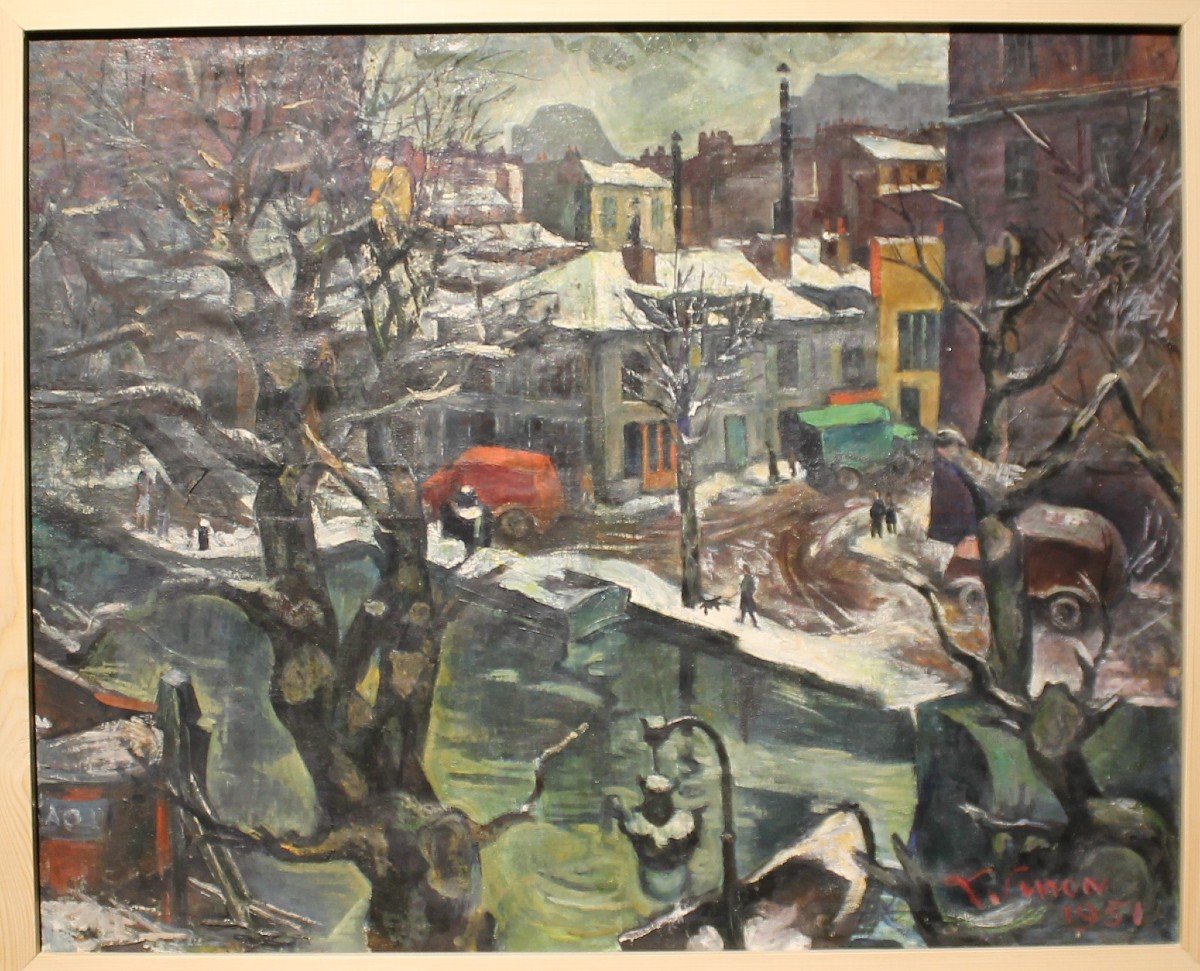 Painting Of The Canal Saint-martin, L. Simon-photo-2