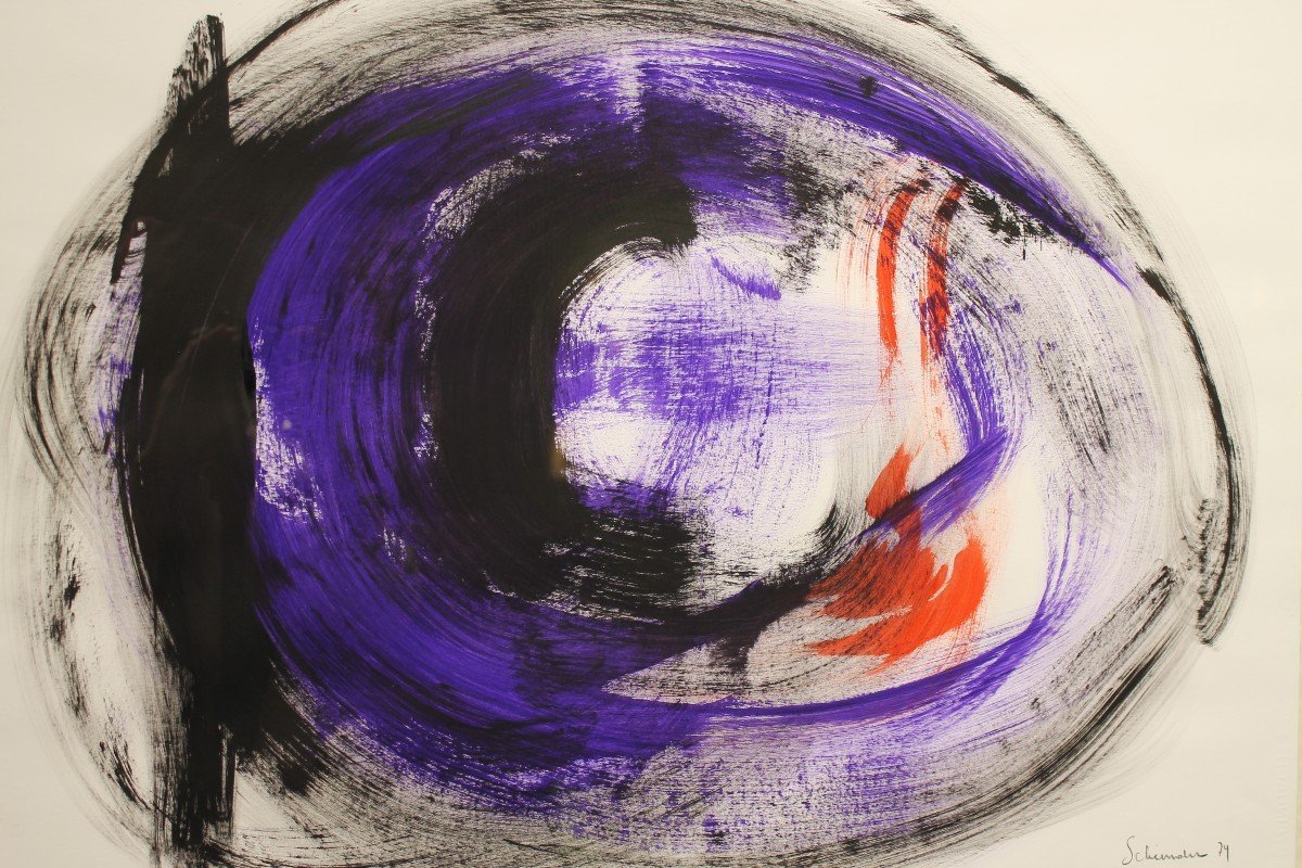 Gérard Schneider - Gouache Sur Papier-photo-2