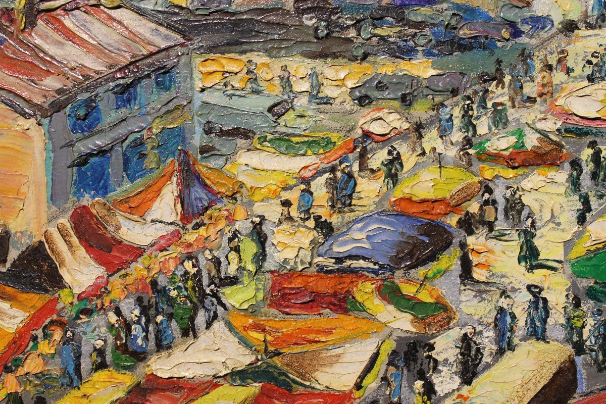 Flea Market Paris, June 1962 - Oil On Panel-photo-4