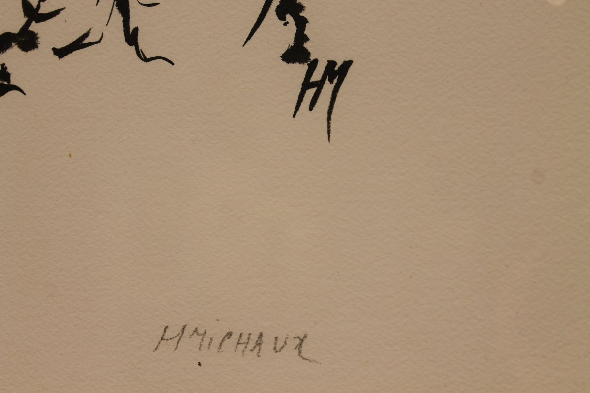 Henri Michaux - Encre De Chine Sur Papier Arches-photo-3