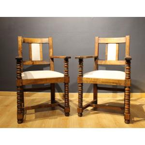 Pair Of Neo-basque Armchairs