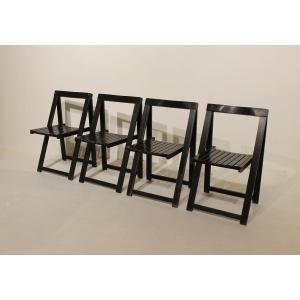 4 Chaises Pliantes En Bois - Aldo Jacober