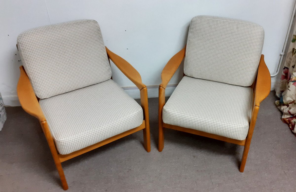  Pair Of Scandinavian Armchairs-photo-4