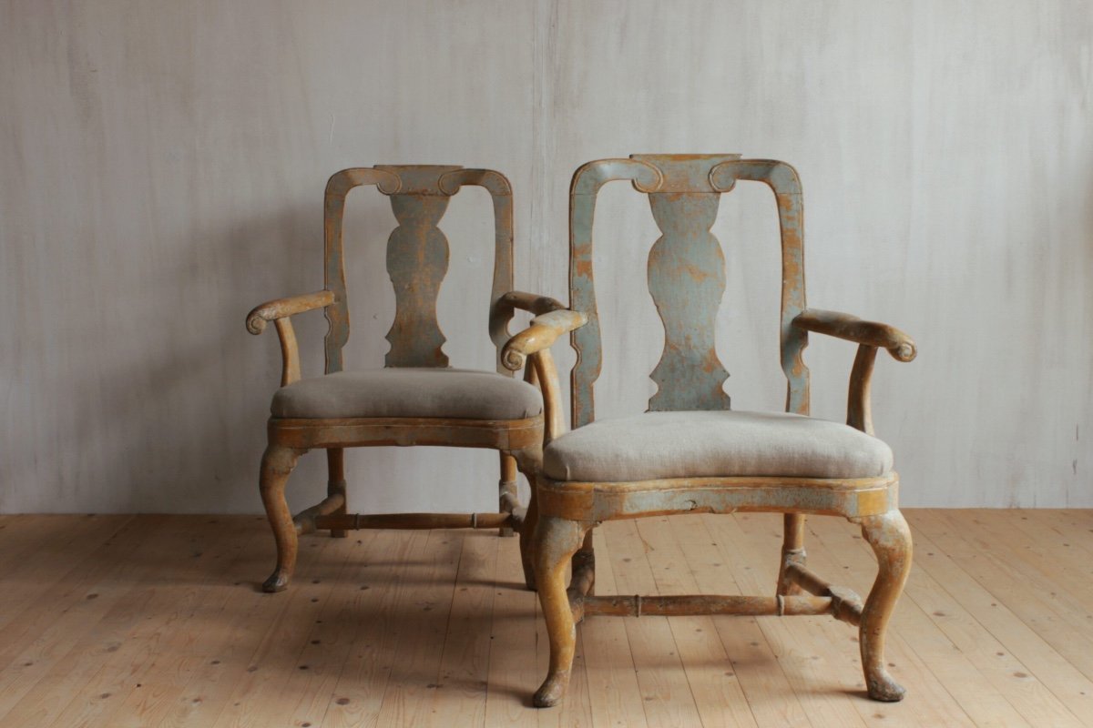 Pair Of Rococo Period Armchairs -photo-2