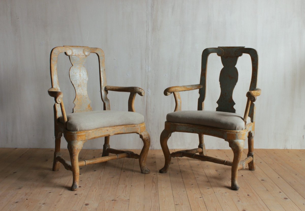 Pair Of Rococo Period Armchairs -photo-3