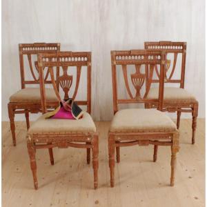 Series Of Four Gustavian Chairs From Sweden 