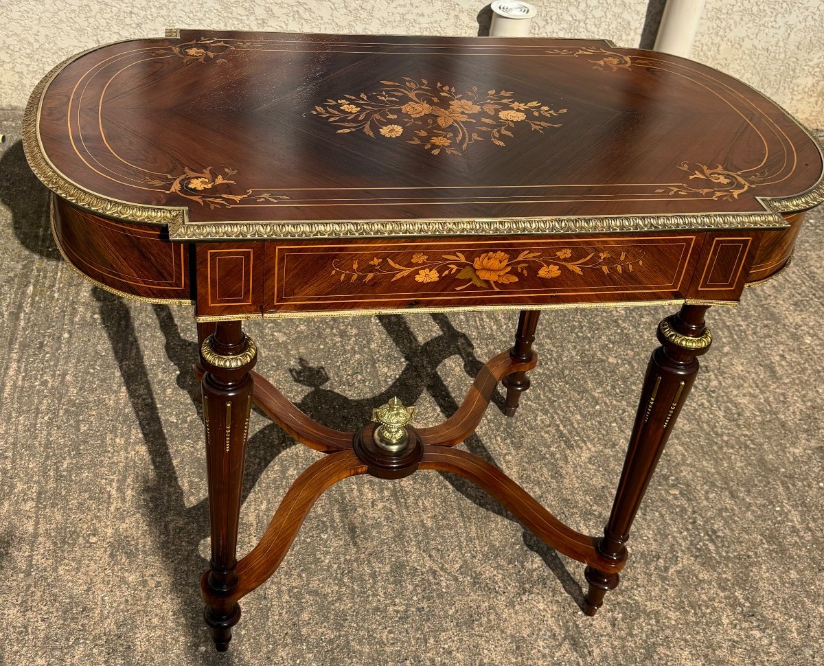 Table De Milieu Marquetée époque Xlx Siècle 