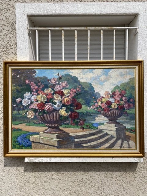 Grand Tableau De  Nature Morte  De Fleurs 