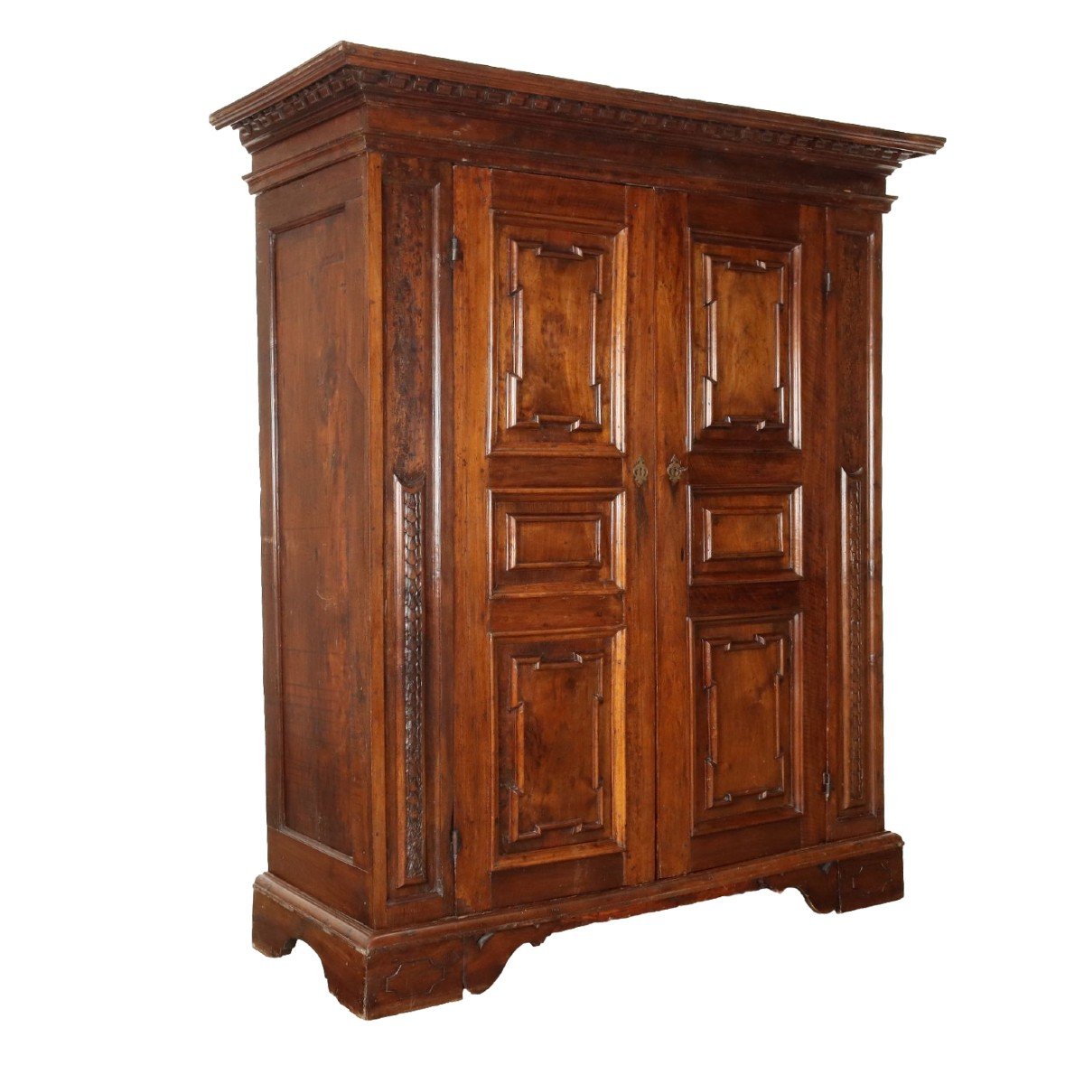 Large Ancient Wardrobe Baroque Emilia Early XVIII Century Walnut