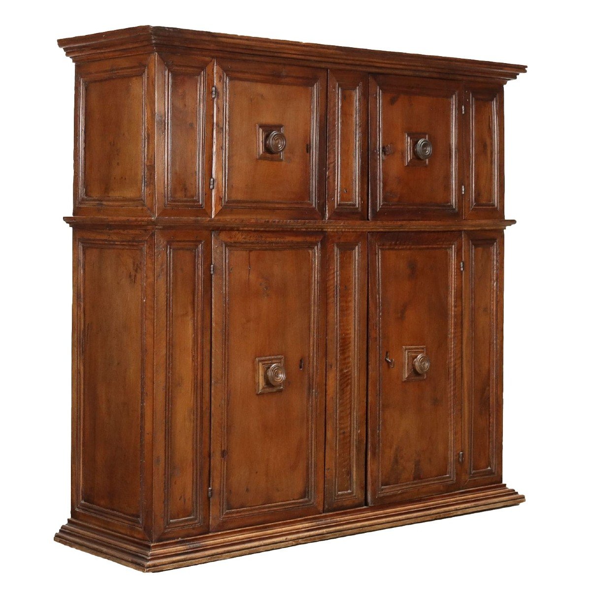 Ancient Cupboard Double étagère Early XVII Century Walnut Doors