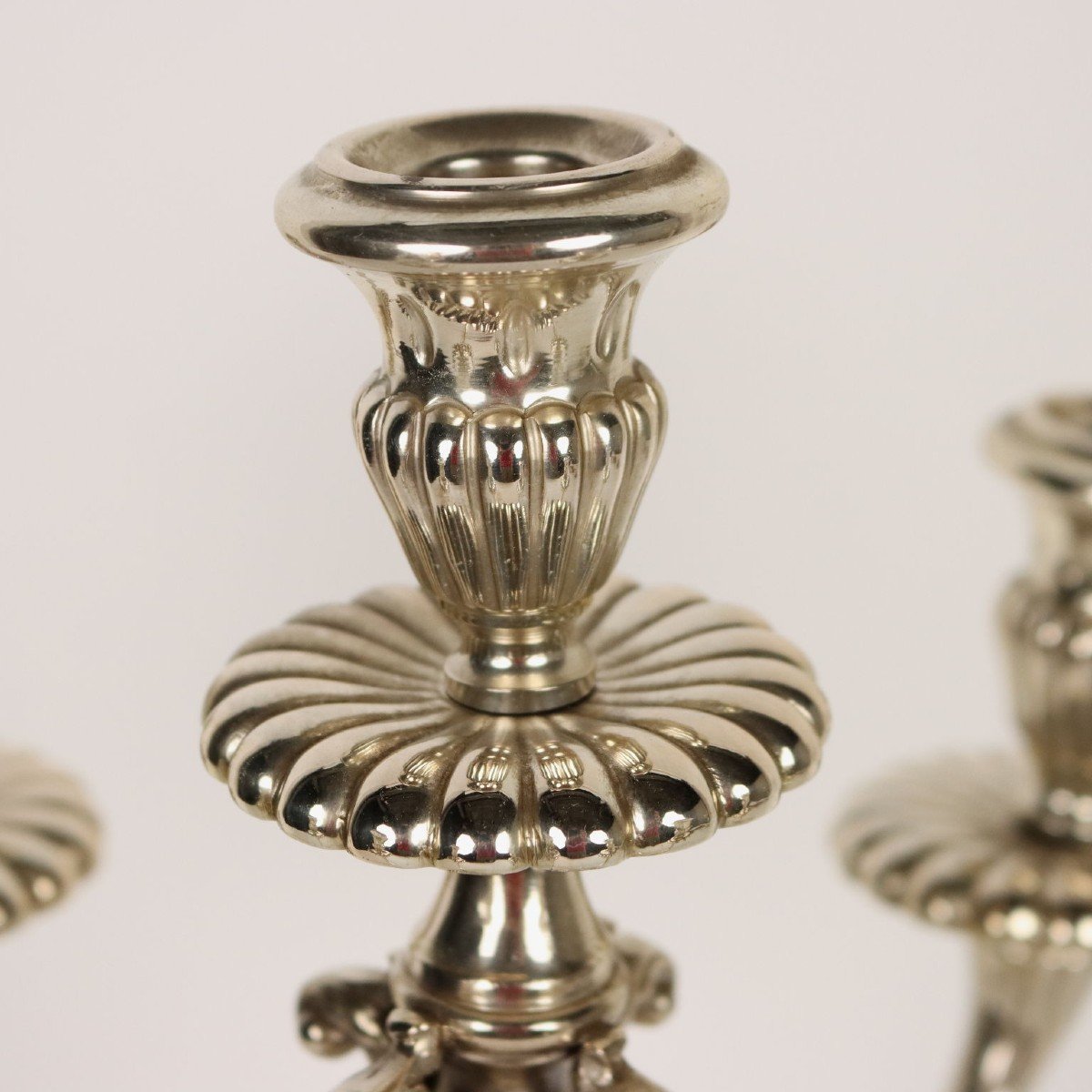 Pair Of Antique Silver Candle-holders Man. Milan Italy XX Century-photo-4