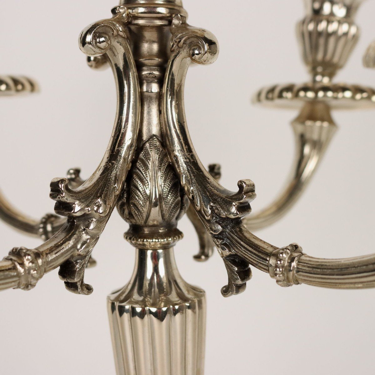 Pair Of Antique Silver Candle-holders Man. Milan Italy XX Century-photo-1