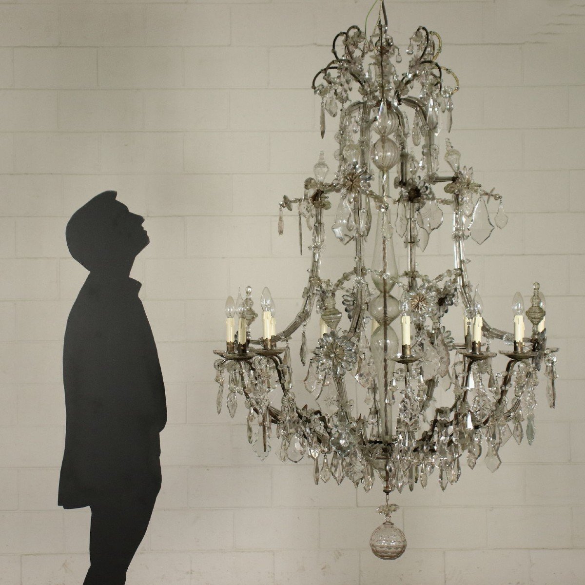 Chandelier Maria Theresa Iron Bronze Glass Italy Late 18th Century-photo-2