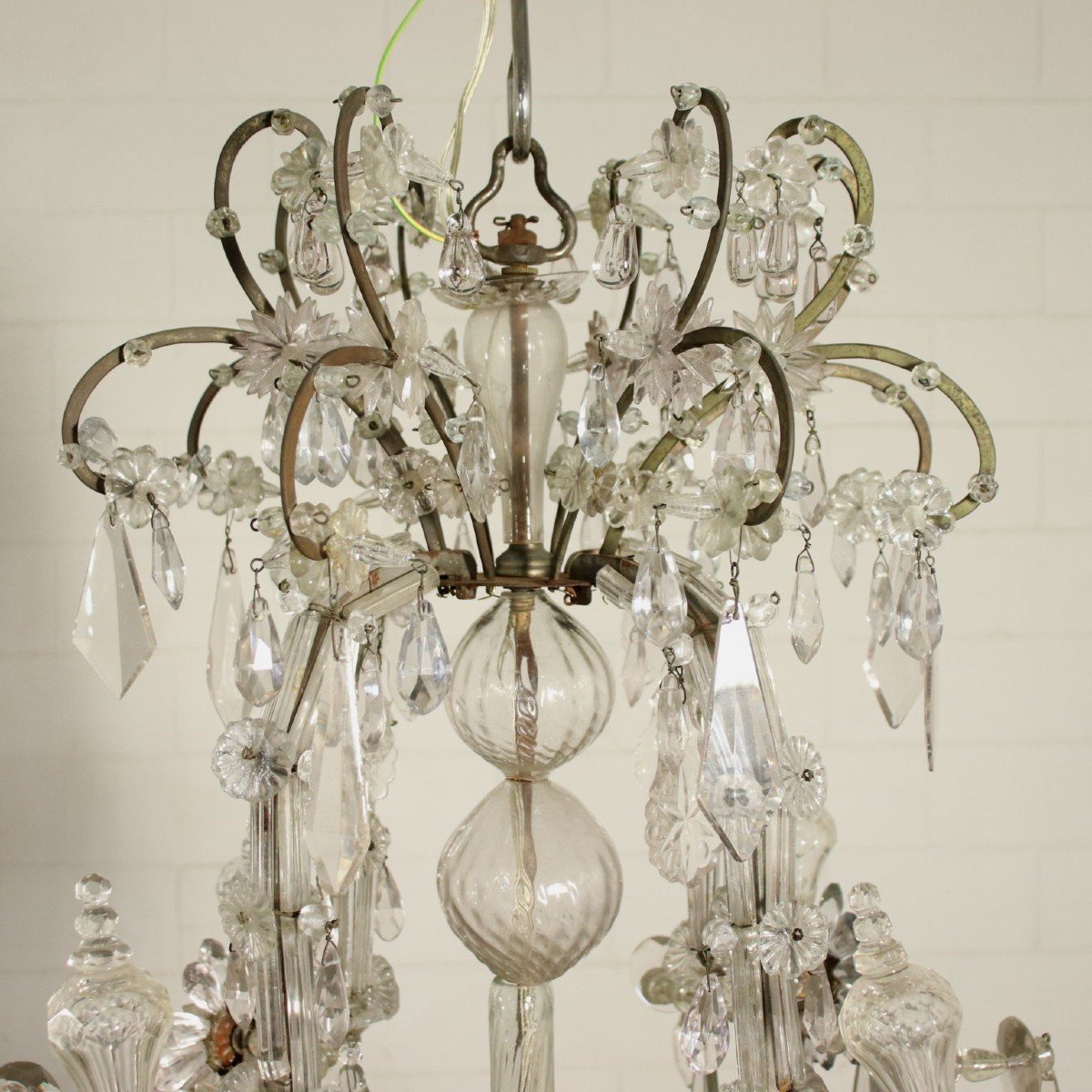 Chandelier Maria Theresa Iron Bronze Glass Italy Late 18th Century-photo-4