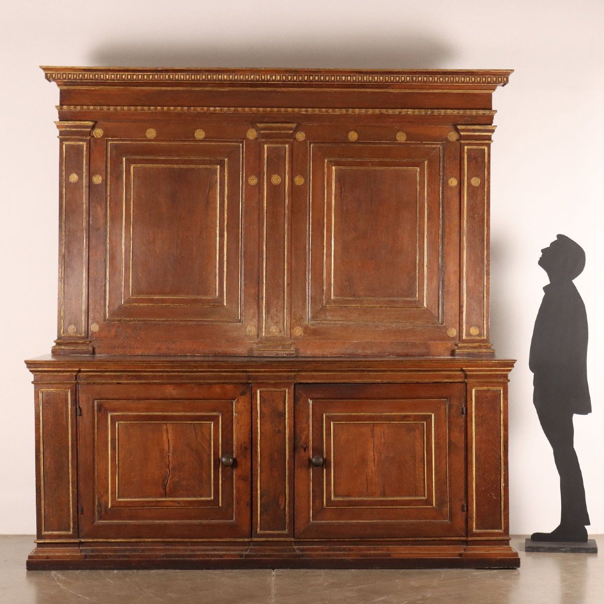 Ancient Cupboard With étagère Walnut Italy XVII Century-photo-2