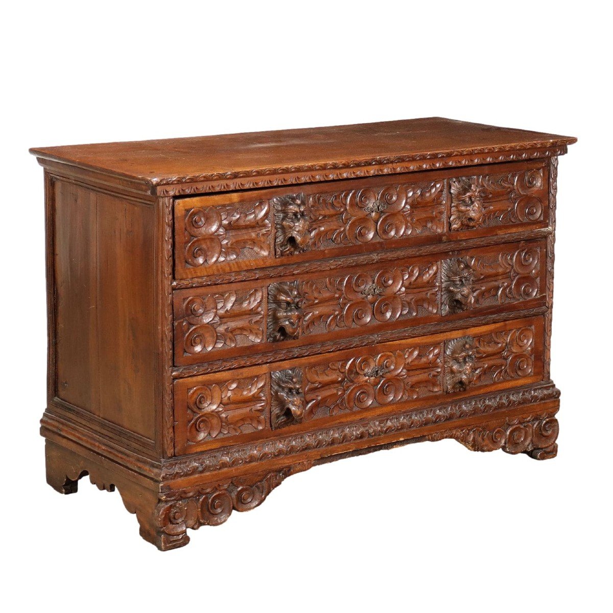 Antique Baroque Chest Of Drawers Walnut Italy XVIII Century