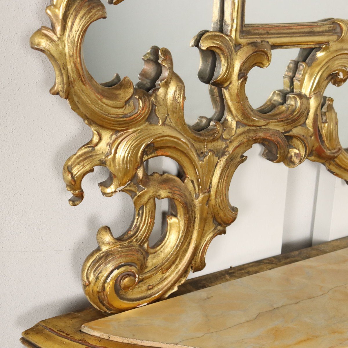 Antique Console With Mirror Wood Italy XX Century-photo-4