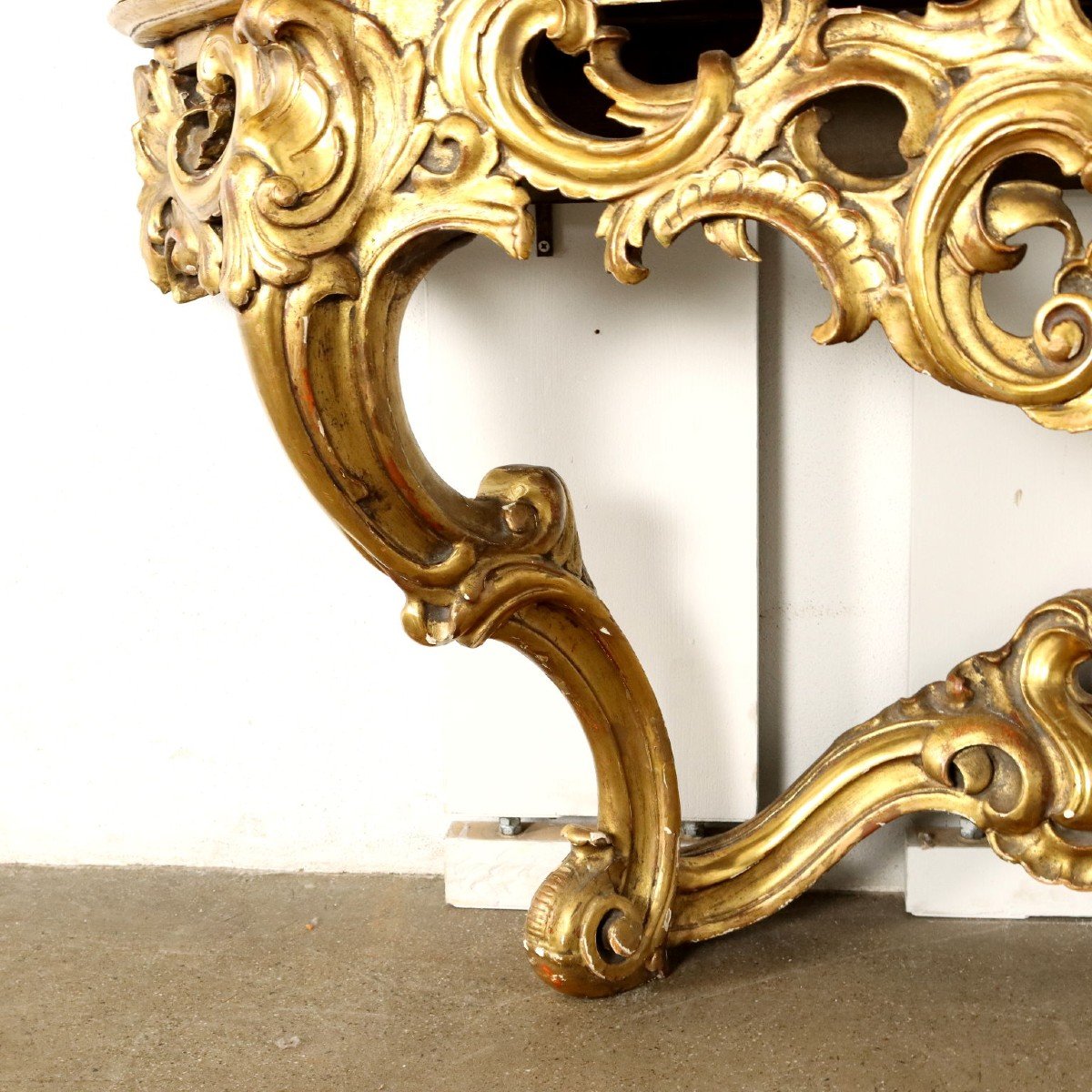 Antique Console With Mirror Wood Italy XX Century-photo-3