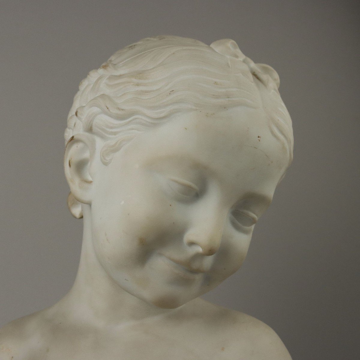 Antique Bust Of A Young Dame Marble Italy XIX Century-photo-3