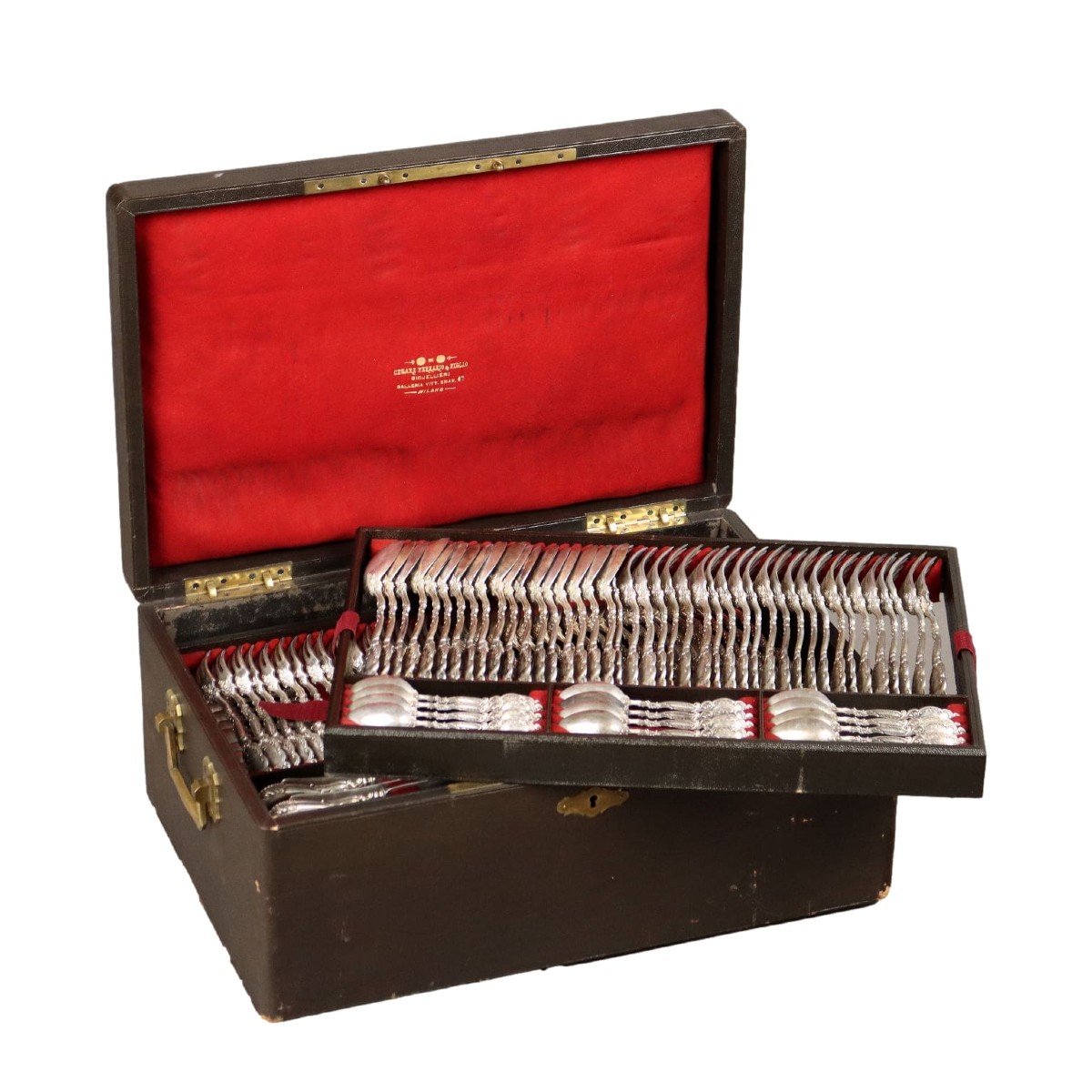 Coffret Ancien Avec Couverts En Argent Allemagne Début Du '900