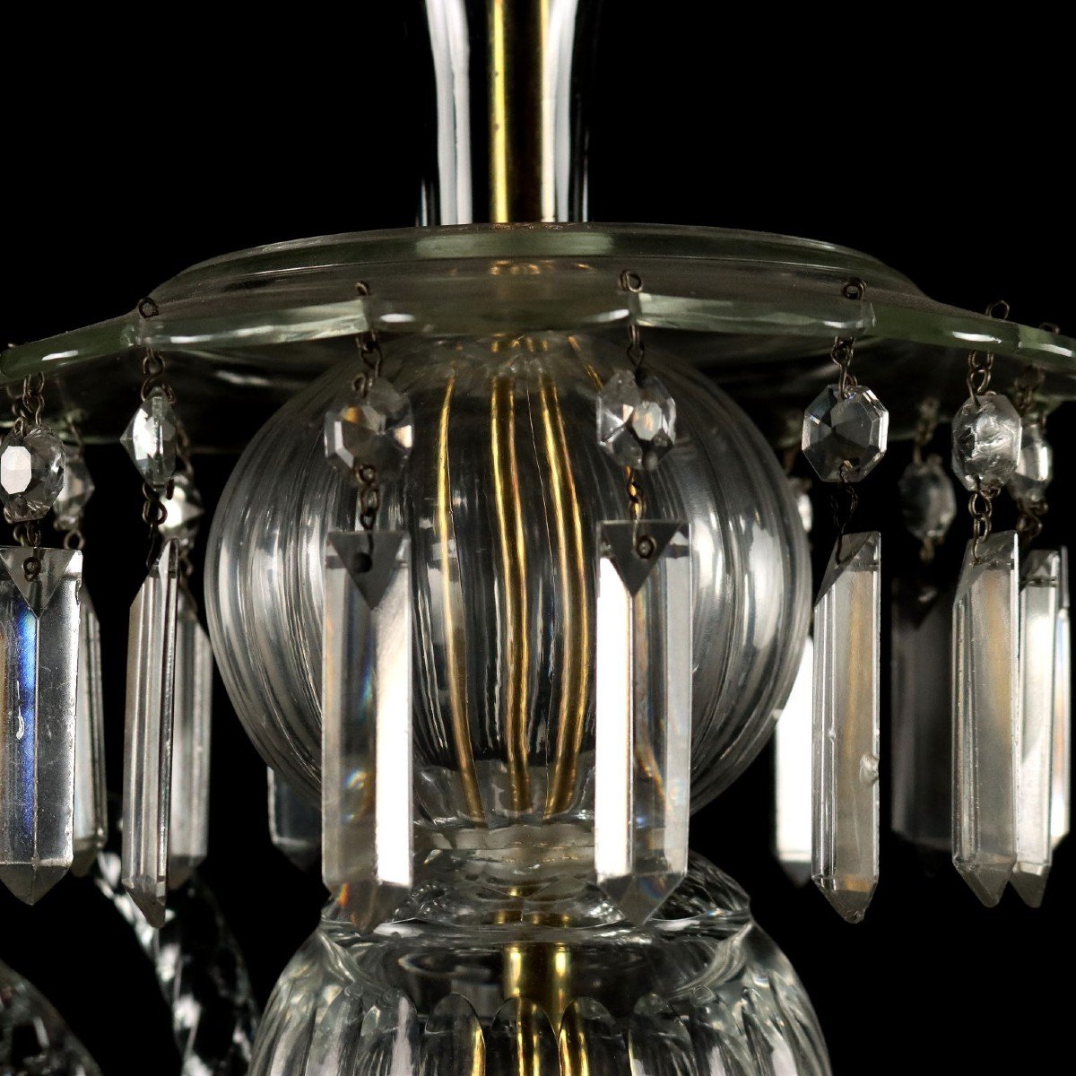 Ancient Chandelier In Glass With 6 Lights From The XIX Century-photo-2