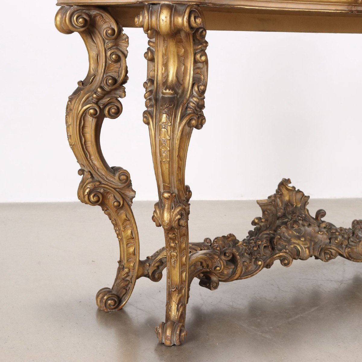 Antique Console Baroque Style Gilded Wood Marble XX Century-photo-3