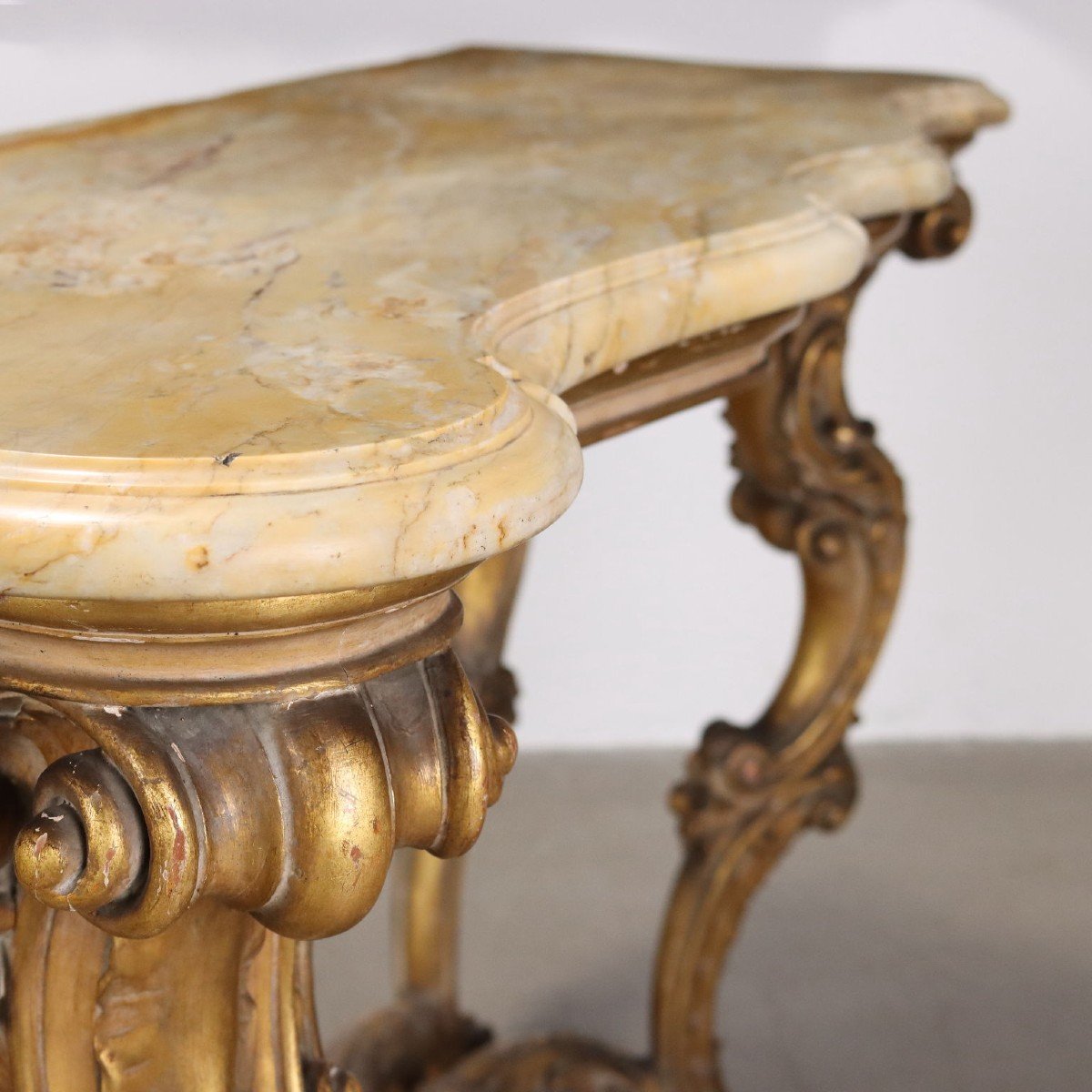 Antique Console Baroque Style Gilded Wood Marble XX Century-photo-1