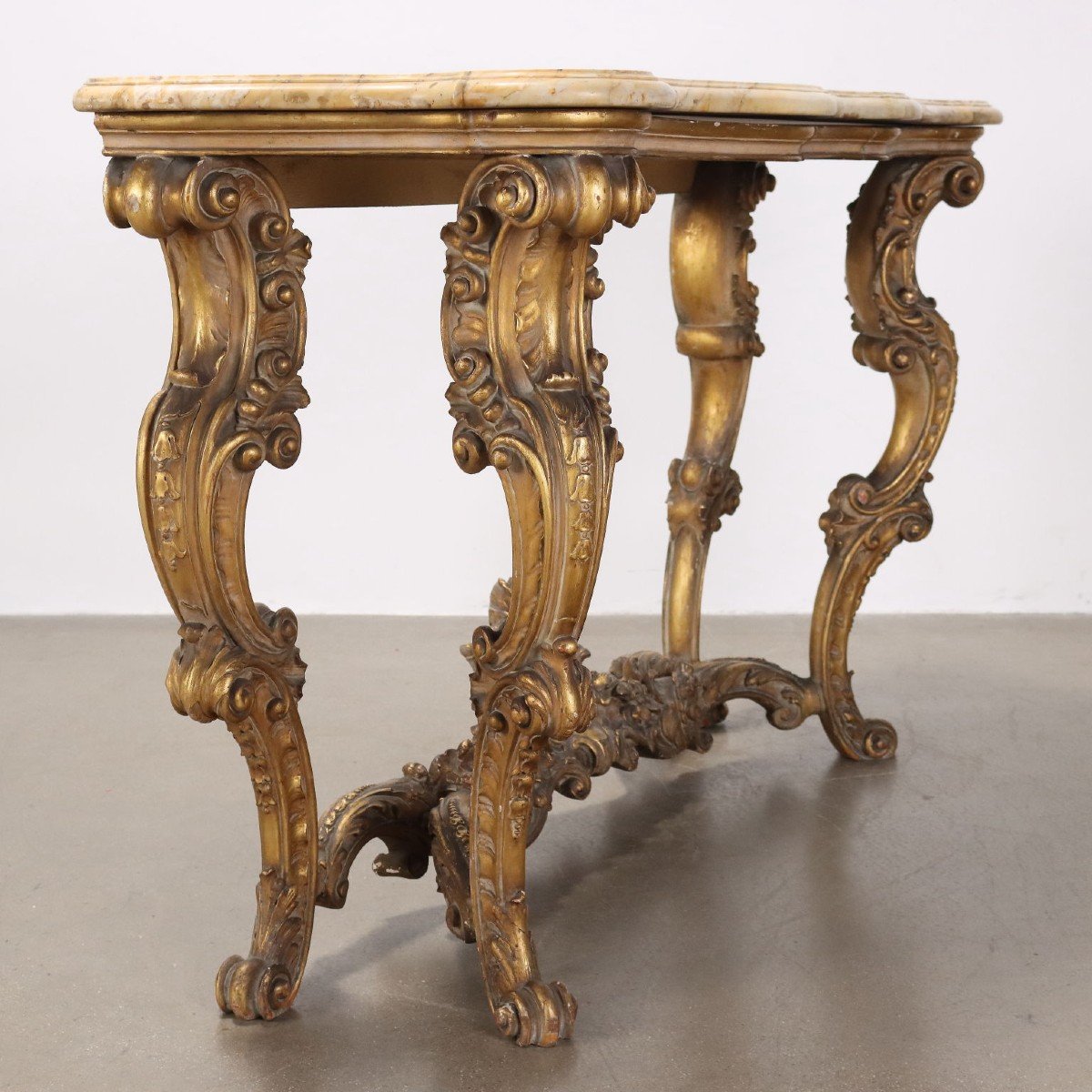 Antique Console Baroque Style Gilded Wood Marble XX Century-photo-6