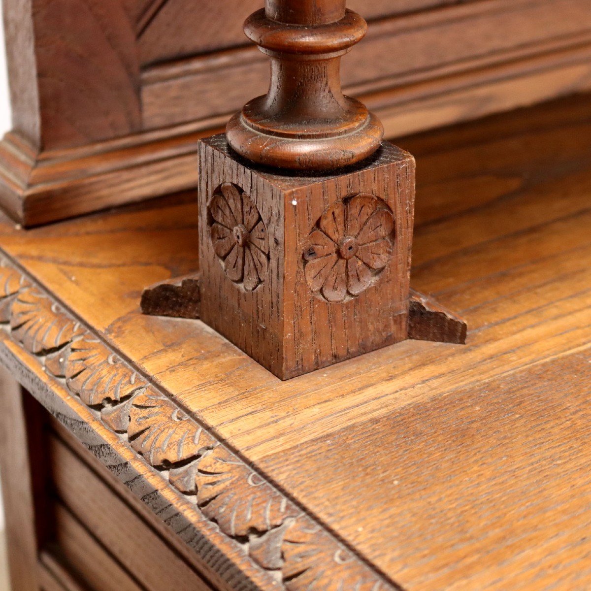 Antique Cupboard Art Nouveau Oak 2 Drawers XX Century-photo-6