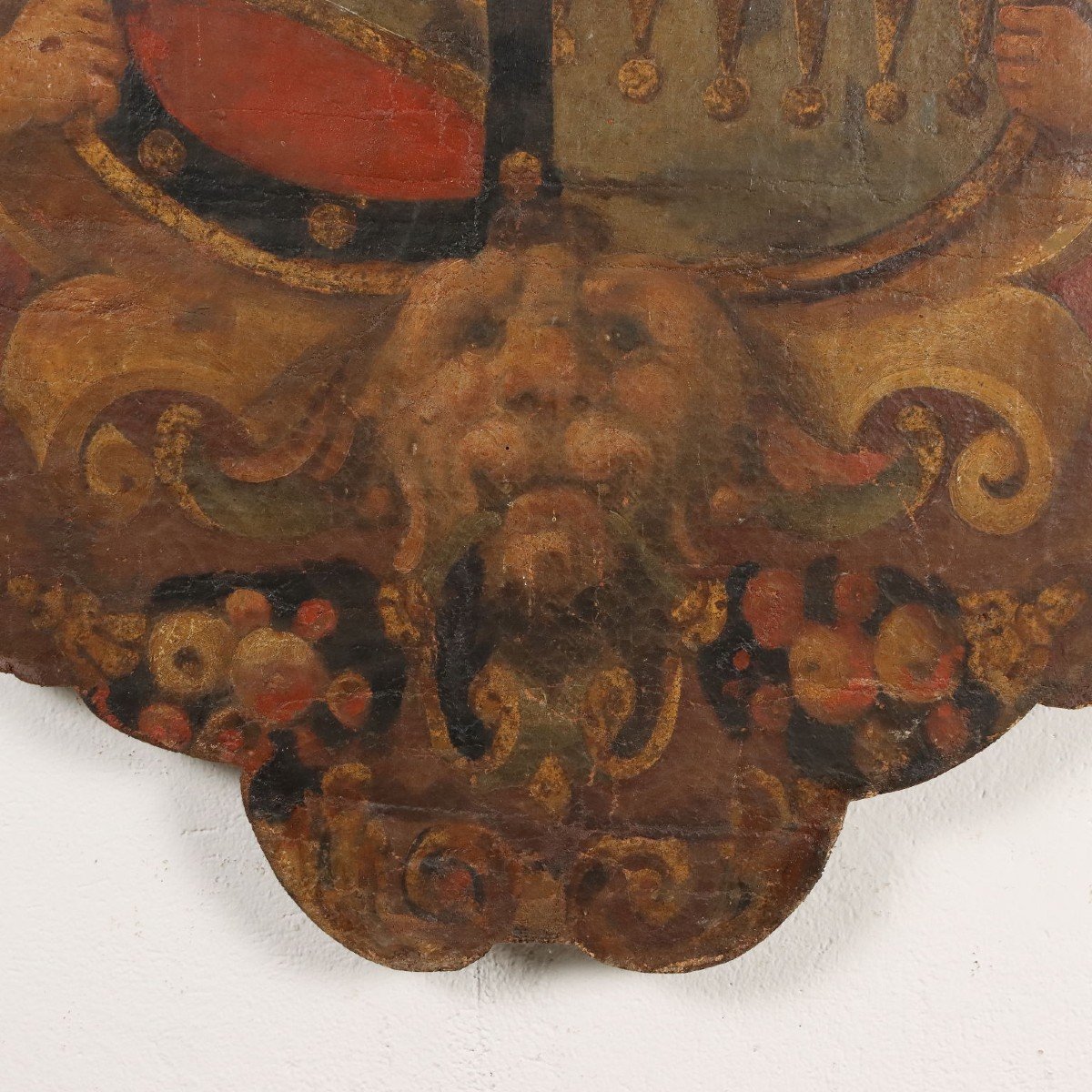 Blason Baroque Ancien Bois Doré Et Coloré Italie XVIIe-xviiie Siècle-photo-5