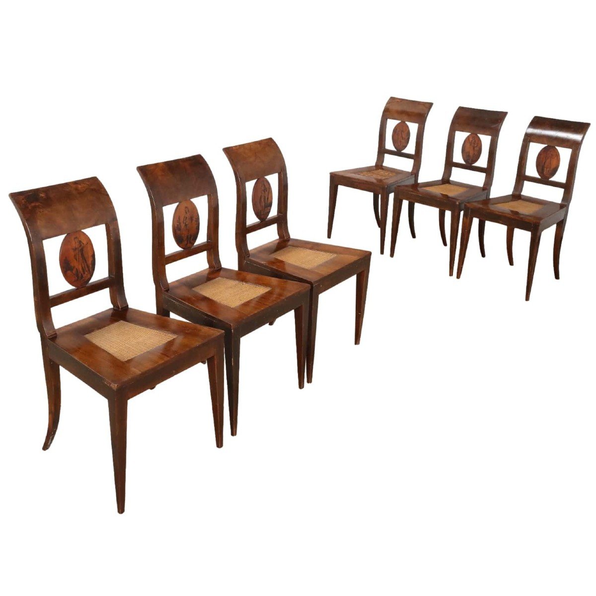 Antique Empire Chairs Cherrywood Walnut Austria XIX Century