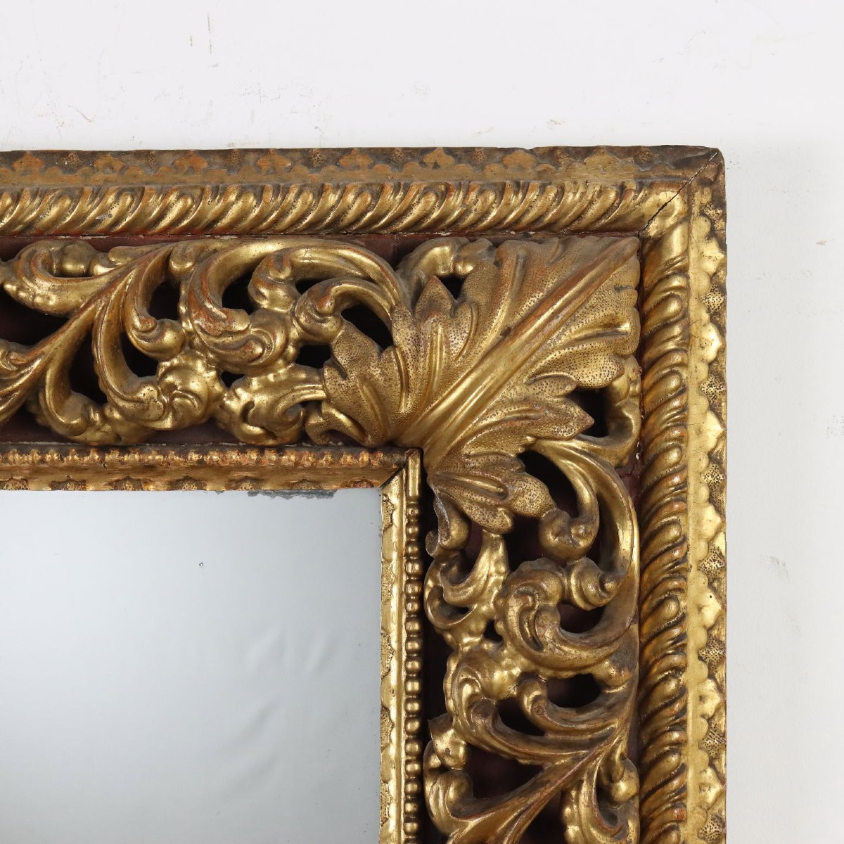 Antique Baroque Mirror Gilded Carved Wood XVIII Century-photo-4