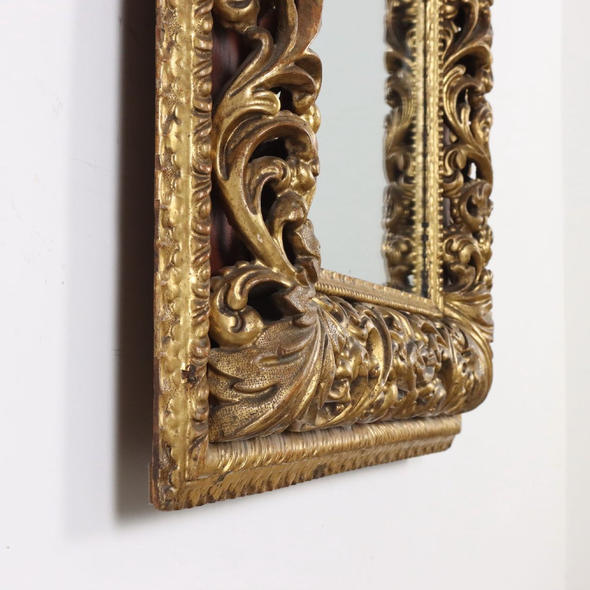 Antique Baroque Mirror Gilded Carved Wood XVIII Century-photo-6