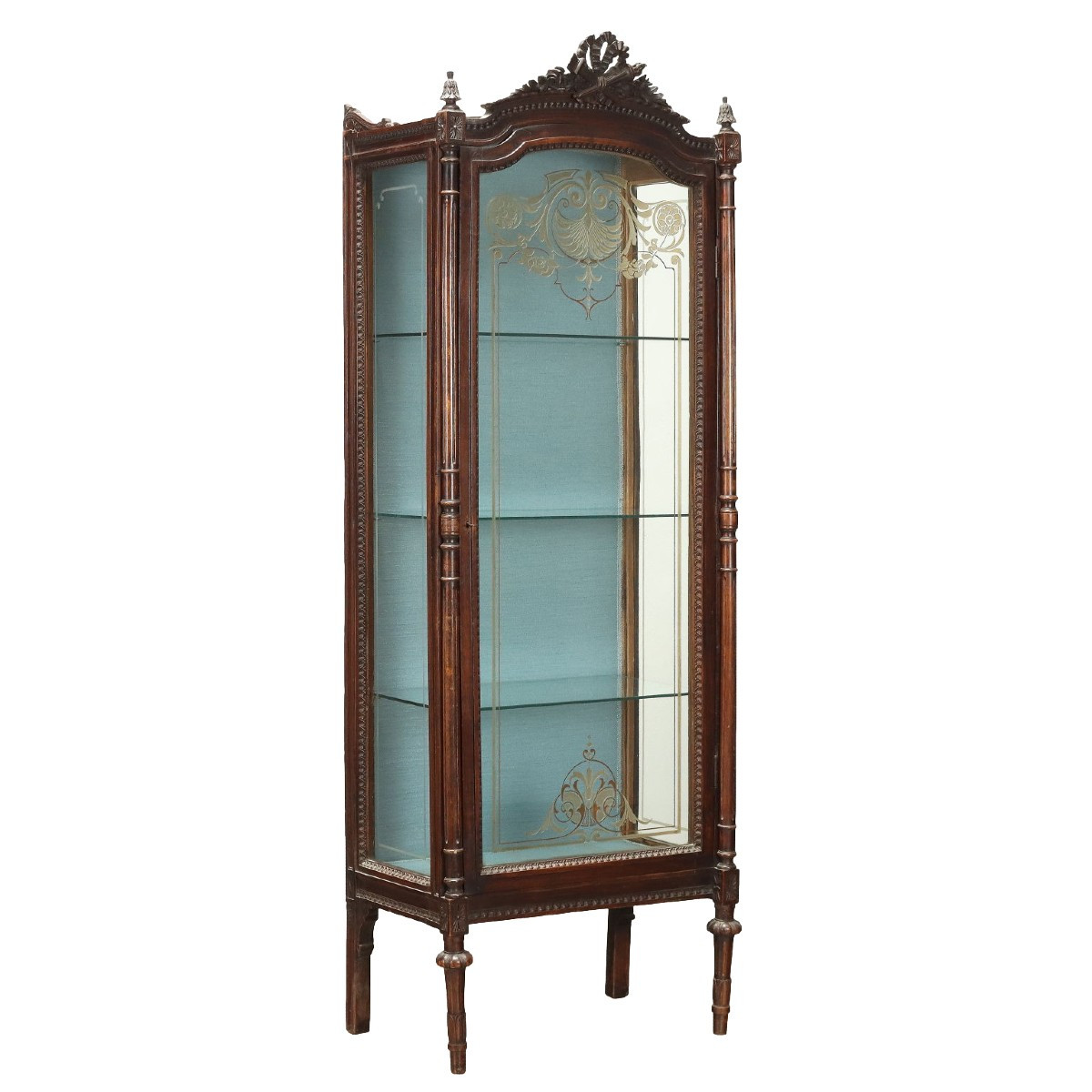 Vitrine Ancienne En Style Néoclassique Noyer Italie XIXe Siècle