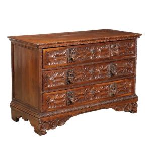 Commode Baroque Ancienne Noyer Italie XVIIIe Siècle