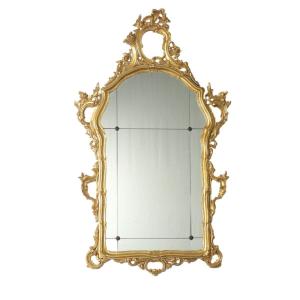 Miroir Ancien Style Baroque Bois Doré Italie Du XXe Siècle