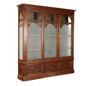 Walnut Stained Fir Bookcase Italy 20th Century