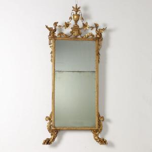 Miroir Néoclassique Ancien Tilleul Décorations Du XVIIIe Siècle