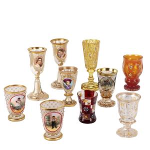 Groupe De 10 Verres Verre Europe XIX Siècle