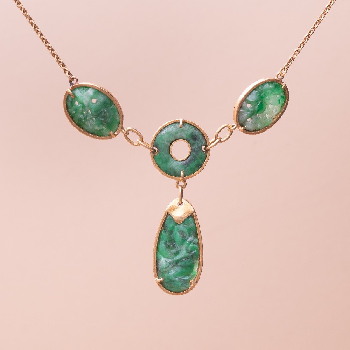 Collier Vintage Jade Plaquettes-photo-2