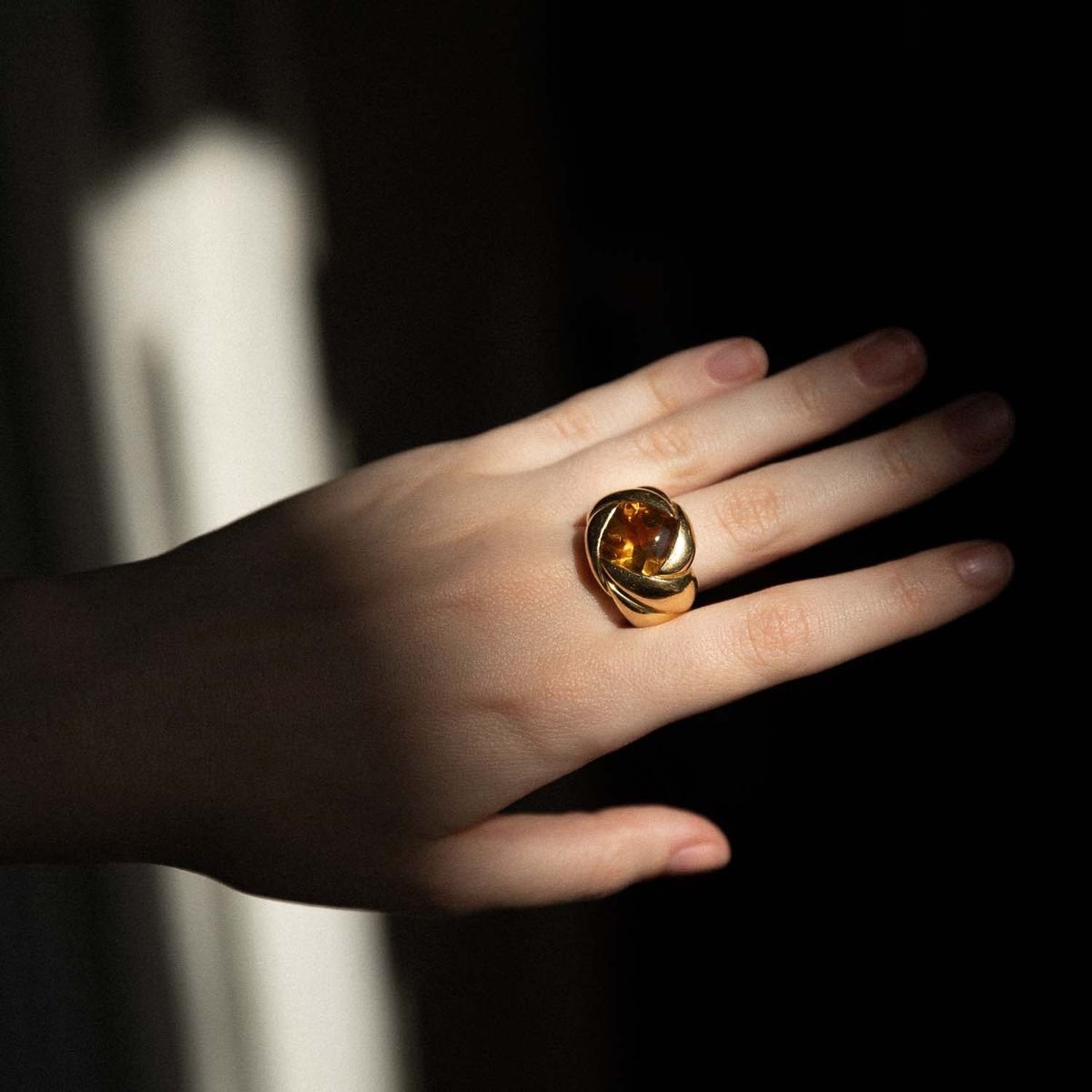 Bague Vintage Turban Or Citrine -photo-1