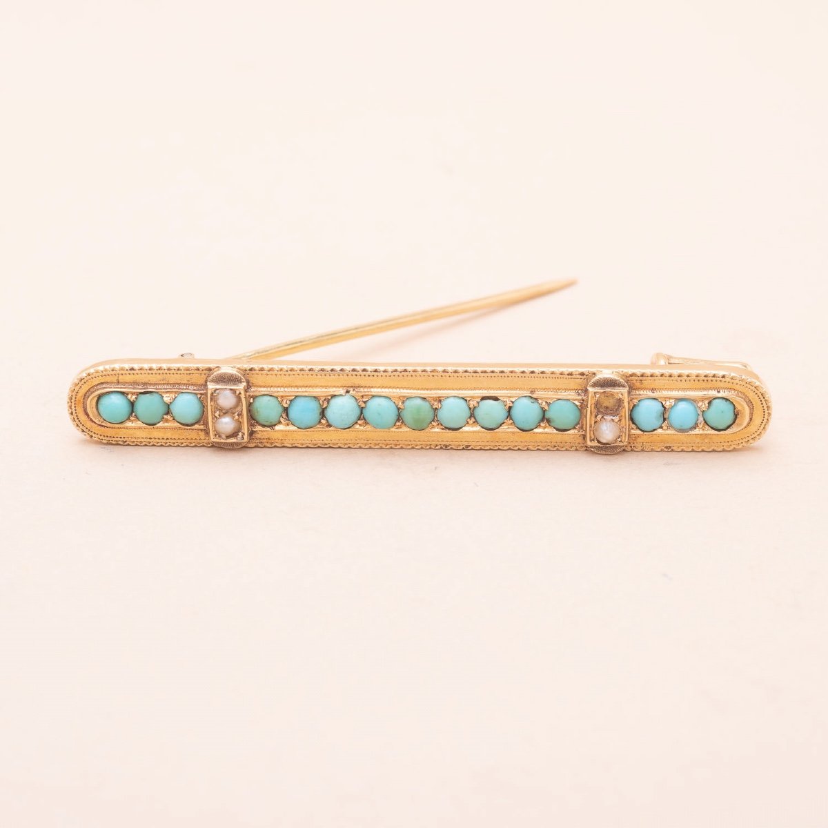 Old Turquoise Sea Barrette Brooch