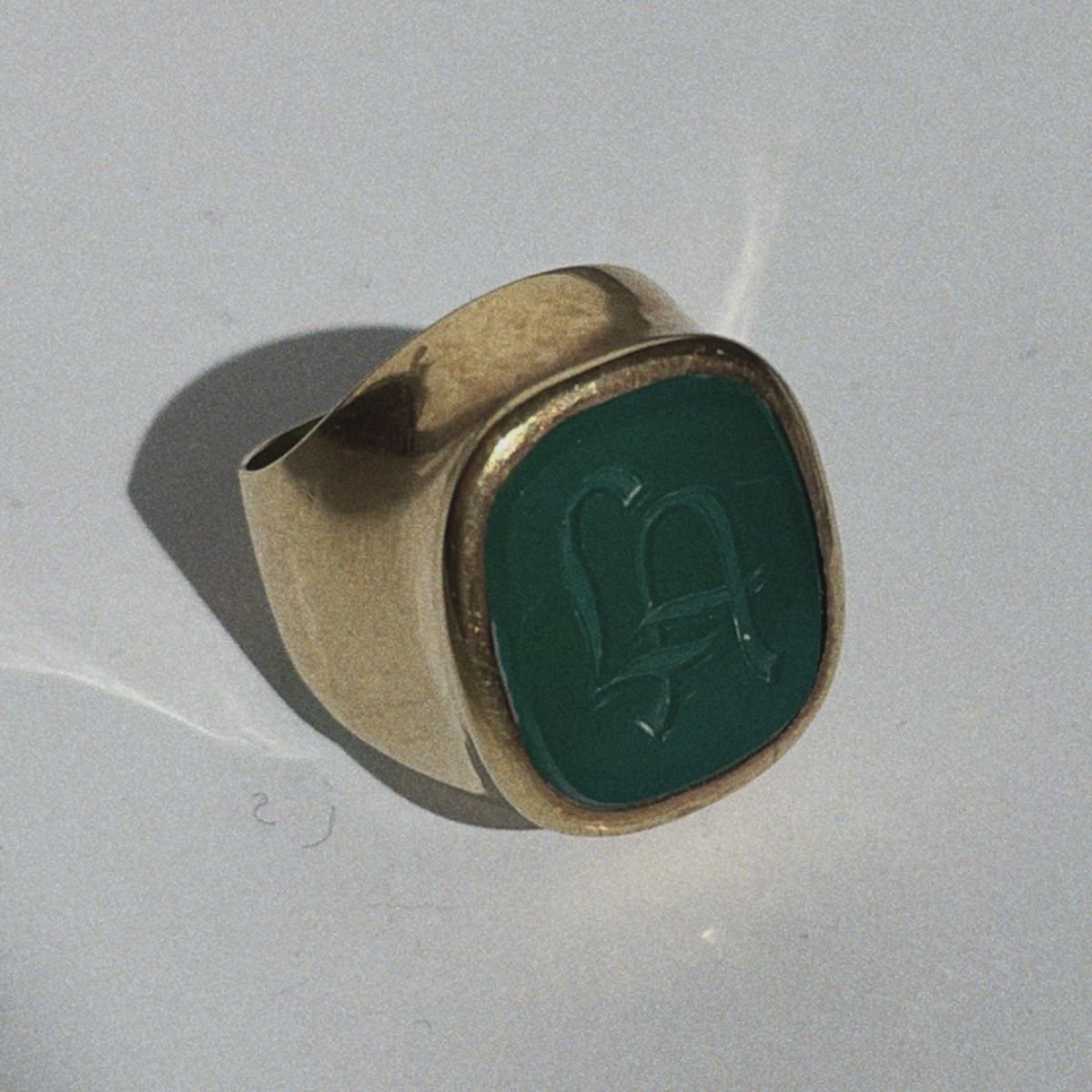 Bague Chevalière Vintage Chrysoprase-photo-3