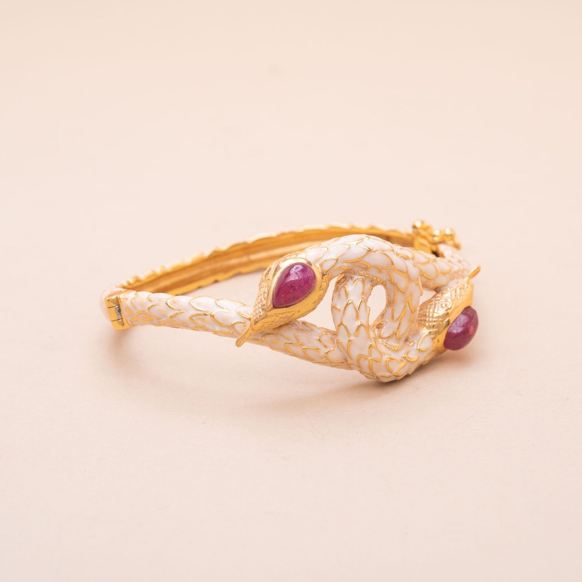 2.5 Carat Ruby Enamel Snake Bangle Bracelet-photo-2