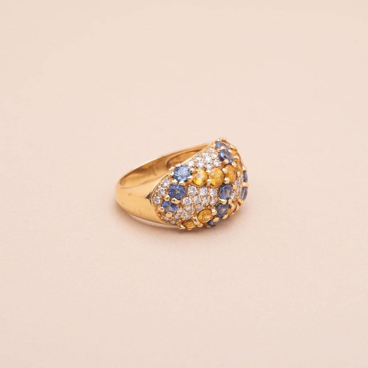 Bague Vintage Jonc Bomba Saphirs Diamants-photo-2