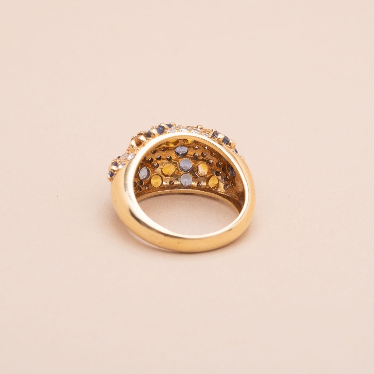 Bague Vintage Jonc Bomba Saphirs Diamants-photo-4