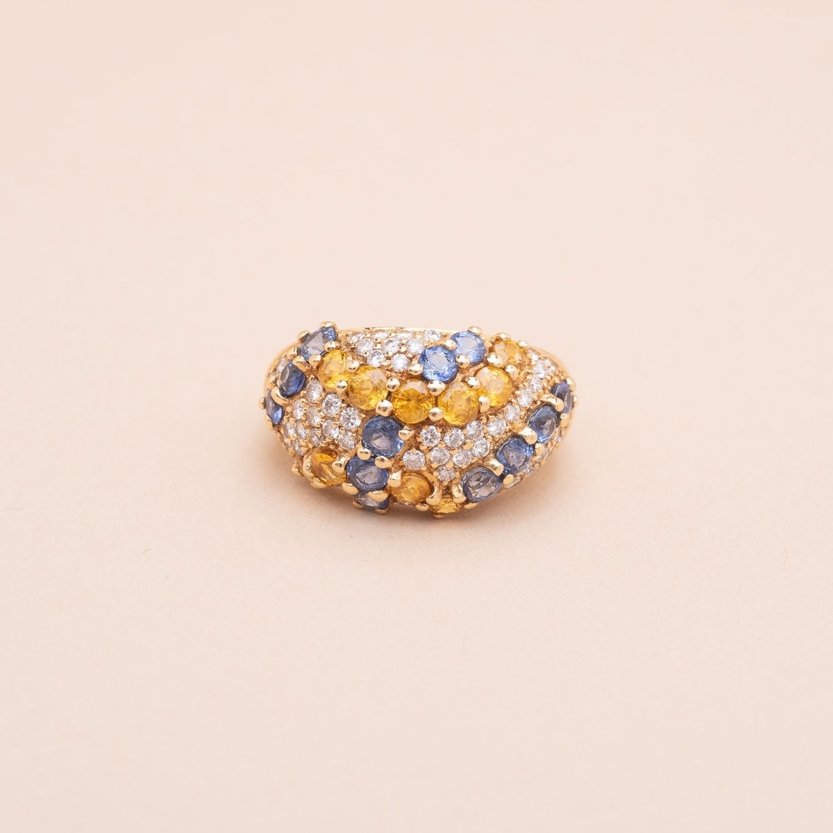 Bague Vintage Jonc Bomba Saphirs Diamants